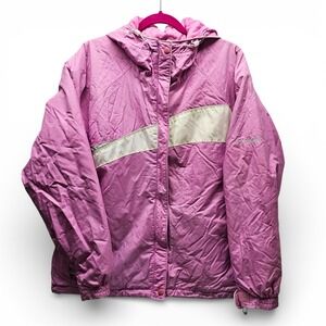 Columbia Vertex Ski Jacket Womens XL Pink Good Hooded Colorblock Winter Coat